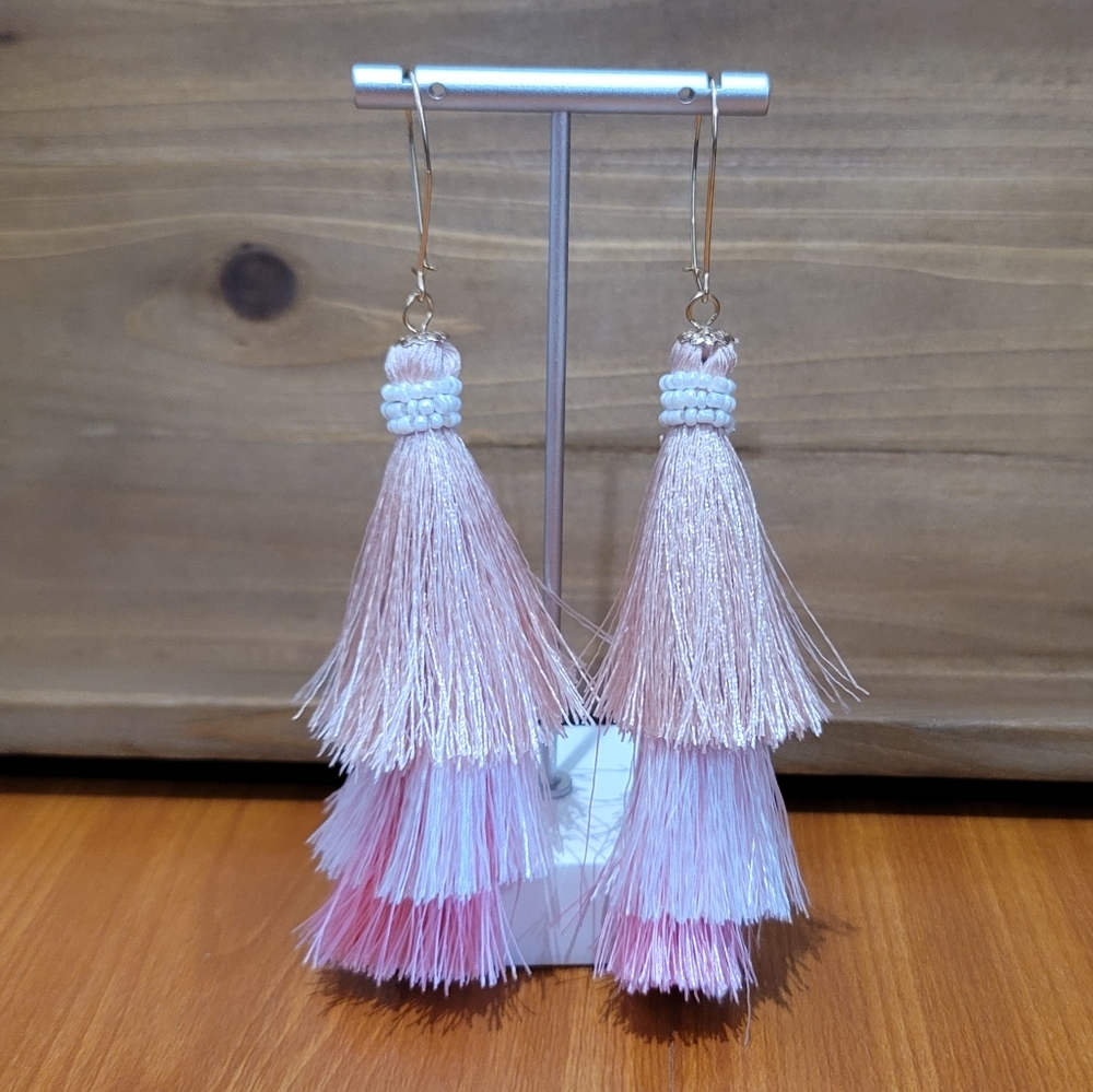 NWOT Tanya Creations Pink Tassel Earrings